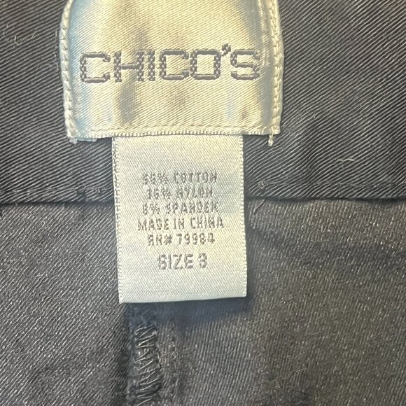 Chico's Mid Rise Black Slacks Size 8 Flat Front Dress Pants 30" Inseam - Picture 7 of 7